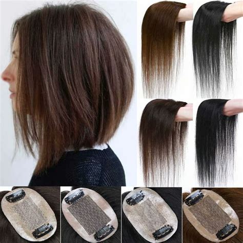 Sego Clip In Human Hair Topper Silk Base Crown Human Hair Extensions For Women With Thinning
