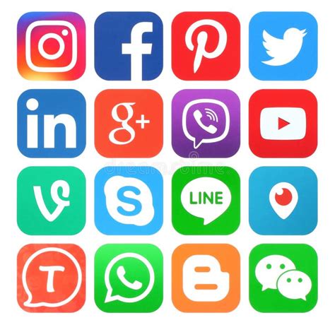 Collection Of Popular Social Media Icons Editorial Photo Illustration