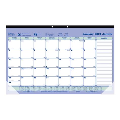 Blueline 12 Month Monthly Desk Padwall Calendar 17 34 X 10 78