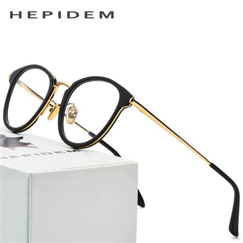 Acetate Glasses Frame Men 2018 Metal Round Prescription Eyeglasses Optical Frame Spectacle Women