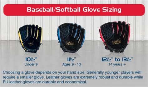 The sizes can range from 8 to 15 inches with the catcher's mitt sizing in at 35 inches. Baseball Information | HART Sport