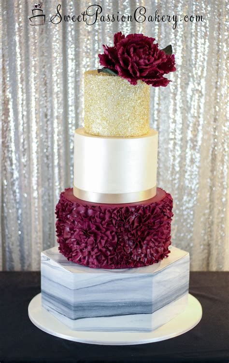 Sequin Ruffle Wedding Cake Sweet Passion Cakery