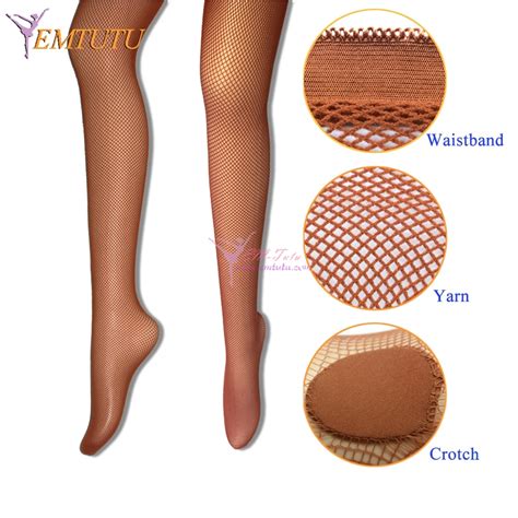 Footed Seamless Nude Caramel Fishnet Dance Tights Soft Yarn Mesh Women