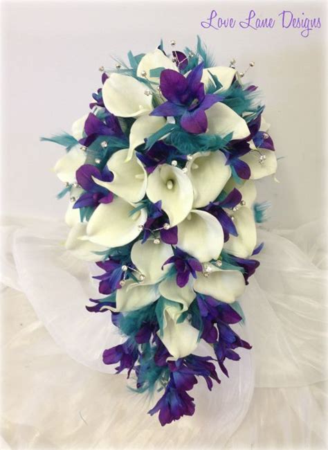 Purple Teal Wedding Teal Wedding Flowers Blue Wedding Bouquet Bride