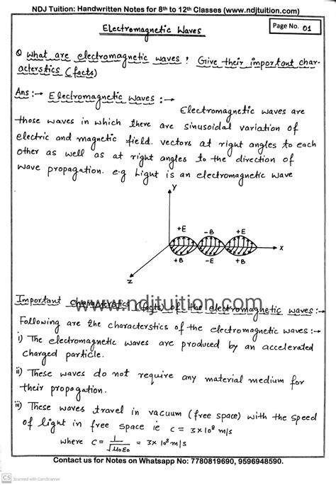 Class Physics Electromagnetic Waves Handwritten Notes By Victory