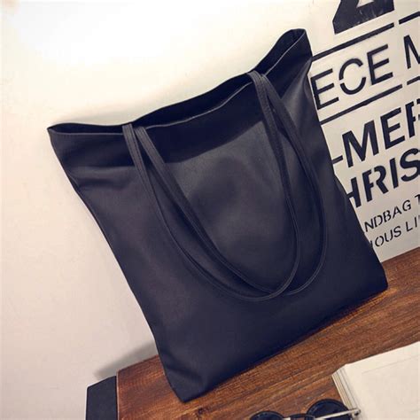 Black Pu Leather Tote Bag A4 Size Shopee Singapore