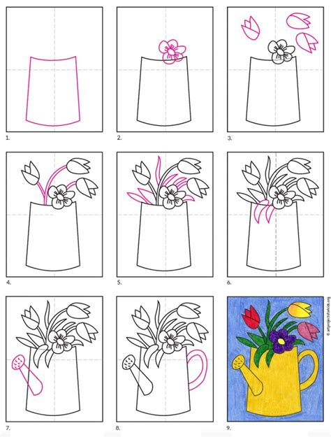 Easy How To Draw A Bouquet Of Flowers And Coloring Page