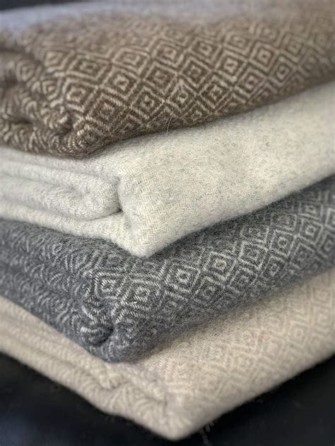 Wool Throw Blanket Geo Diamond Pattern Oversized Couch Throw Blanket