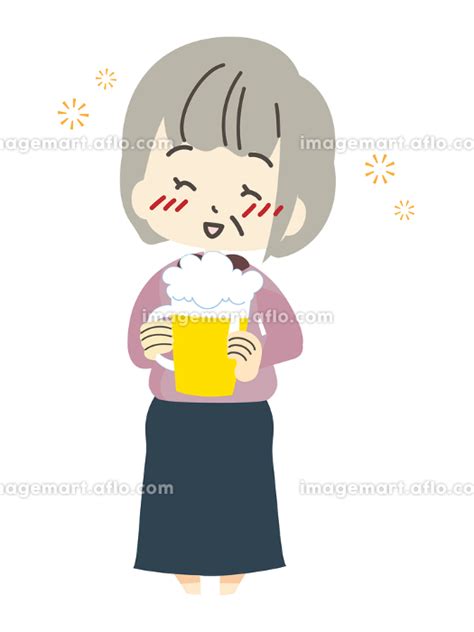 お酒を飲む女性のイラスト 142929136 イメージマート