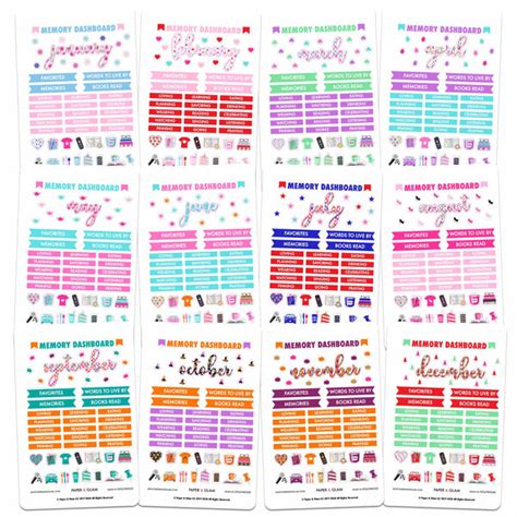 Glam Memory Keeping Dashboard 365 Planner Stickers Paper And Glam
