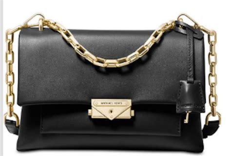 🌺🌹 Michael Kors Cece Polished Leather Chain Small Shoulder Bag Black