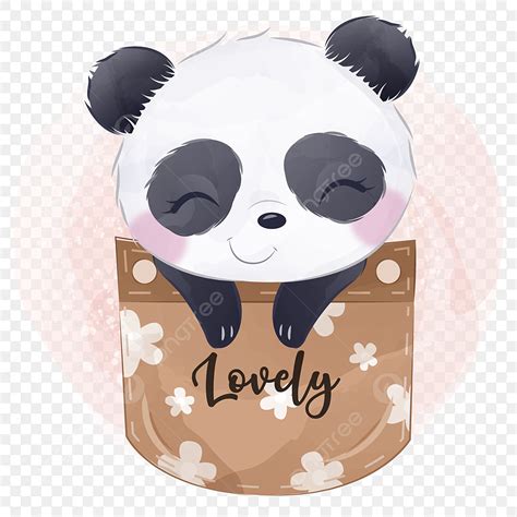 Panda Watercolor Vector Design Images Cute Baby Panda Illustration In
