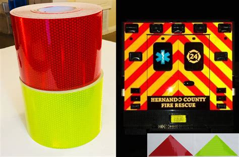 Chevron Striping Rolls Red Lime And Yellow Nfpa 1901 Reflective Inc