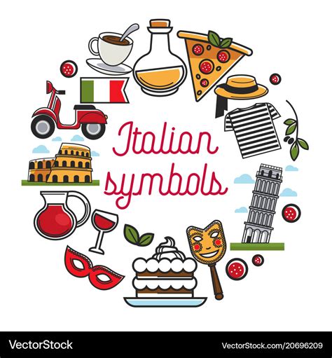 Italian Symbols Poster With National Architecture Vector Image