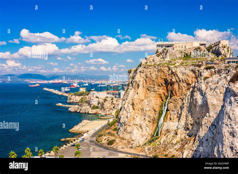 Rock Of Gibraltar Coastline Scene Stock Photo Alamy