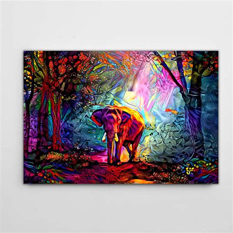 Psychedelic Elephant Art Pop Canvas Musaartgallery™