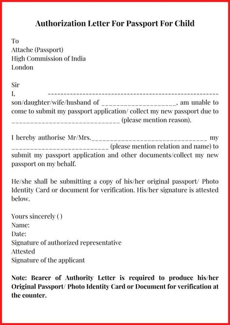 Sample Authorization Letter For Claiming Passport