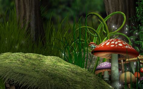 Cool 3d Wallpaper Cartoon Mushroom In Forest 881044 Hd Wallpaper