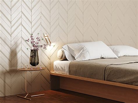 Polystyrene Wall Covering Chevron White With White Strip Accent Z