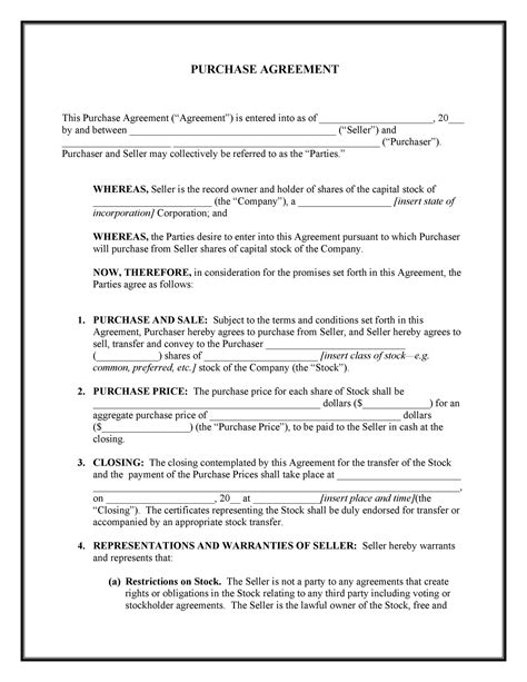 Business Purchase Contract Template