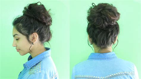 All the cool girls are rocking space buns this summer, and now it's your turn. Easy Messy Bun Tutorial - YouTube