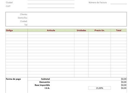 Plantilla Excel Facturación Descarga Gratis