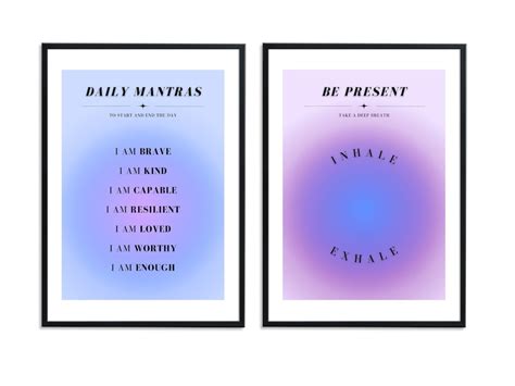 Daily Mantras Positive Affirmations Aura Digital Print Wall Etsy