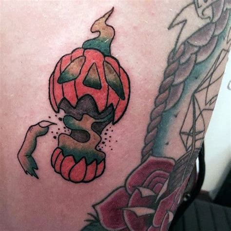 60 Pumpkin Tattoos For Men Jack O Lantern Design Ideas