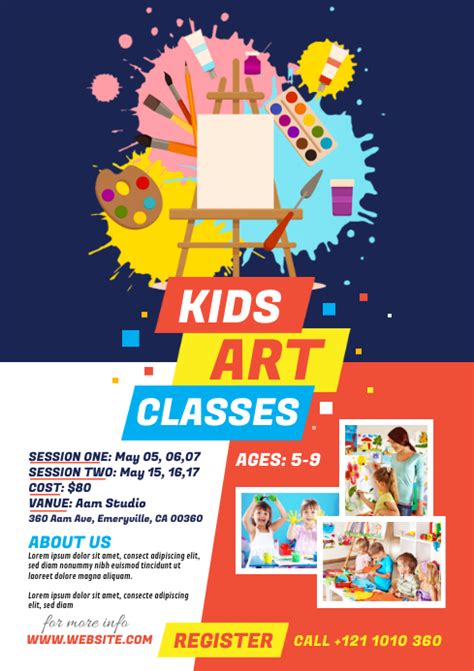 Kids Art Classes Flyer Template Postermywall