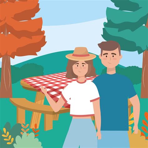 Couple Of Woman And Man Having Picnic Vector Premium Download