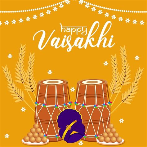 Premium Vector Happy Vaisakhi Festival Image With Yellow Decorative