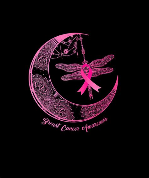 Henna Moon Dragonfly Pink Ribbon Breast Cancer Awareness Drawing By Ngo Ngoc Fine Art America