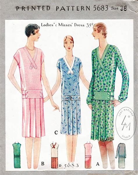 Vintage Sewing Pattern 1920s 20s Flapper Dress Reproduction Etsy Uk