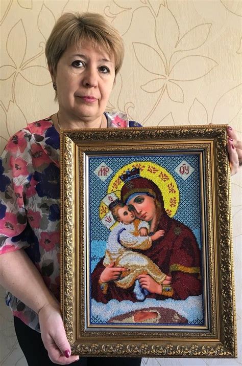 Bead Icons Finished Embroidery Blessed Mary Icon Pochaev Etsy