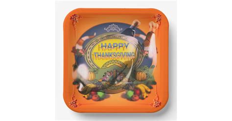 Happy Thanksgiving Dinner Paper Plates Zazzle