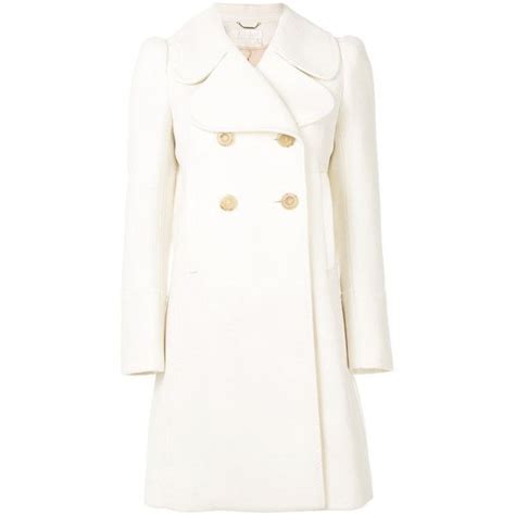 Chlo Double Breasted Coat Sar Liked On Polyvore Featuring Outerwear Coats White Knee