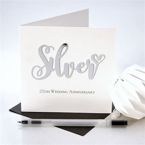 Silver 25th Wedding Anniversary Card Shop Online Hummingbird Card