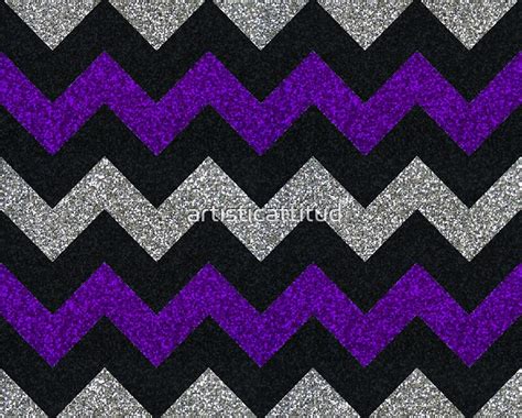 Purple Silver Black Glitter Chevron Pattern Photographic Prints By