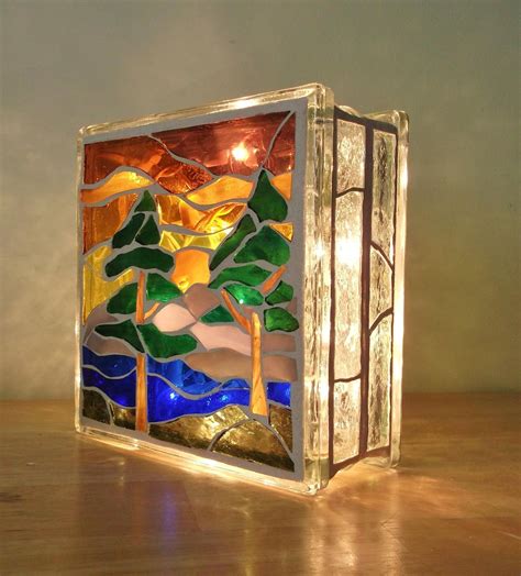 Stained Glass Nightlight Glass Block Mosaic Lantern Glass Mosaic Art Stained Glass Light