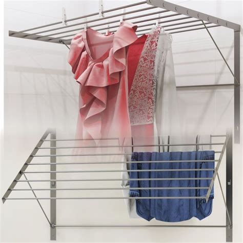 Wall Mount Laundry Rack Adjustable Clothes Drying Rod Space Saver