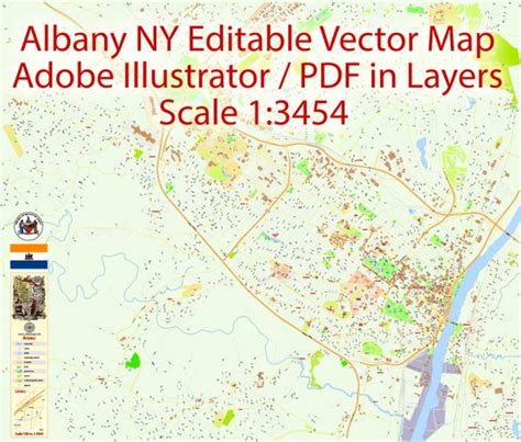 Albany Vector Map New York Us Printable Detailed Street Map Full