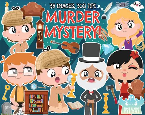 Murder Mysterydetective Clipart Instant Download Vector Art Etsy
