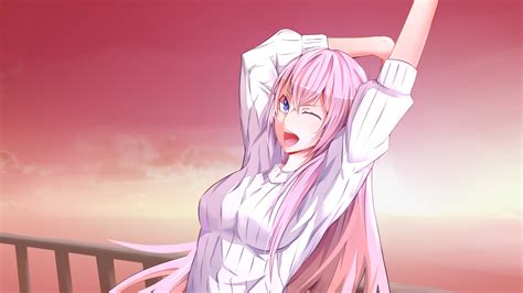Wallpaper Pink Hair Anime Girl Smile Sunset 2880x1800 Hd Picture Image