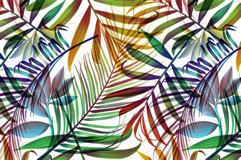 The bundle includes pdf and transparent png (300 dpi) versions of every pattern. Tropical colorful palm jungle leaves ~ Graphic Patterns ...