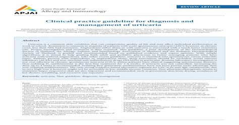 Clinical Practice Guideline For Diagnosis And Management Apjai Journal