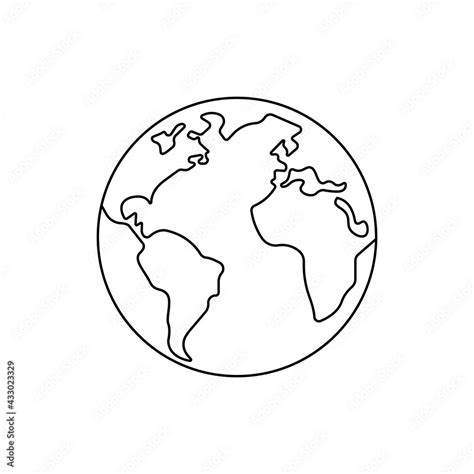 Planet Earth World Globe Web Page Or Browser Template Black Line Icon