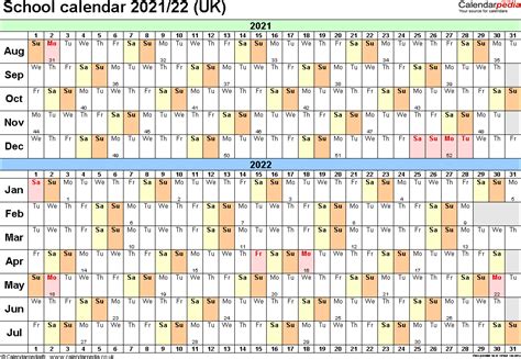 School Calendars 20212022 As Free Printable Pdf Templates