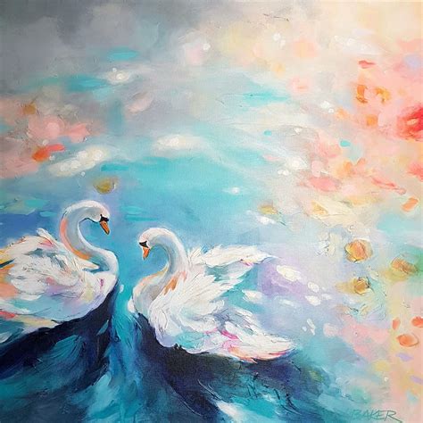 Swan Lake In 2020 Swan Painting Dreamy Art Swan Artwork