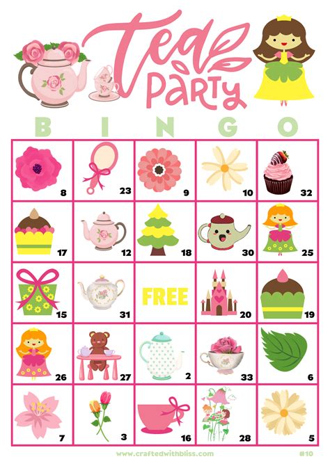 Tea Party Bingo For Kids Tea Party Bingo Birthday Party Etsy Bingo