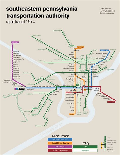 I Drew A Map Of The Septa Trolley And Rapid Transit System In 1974 R
